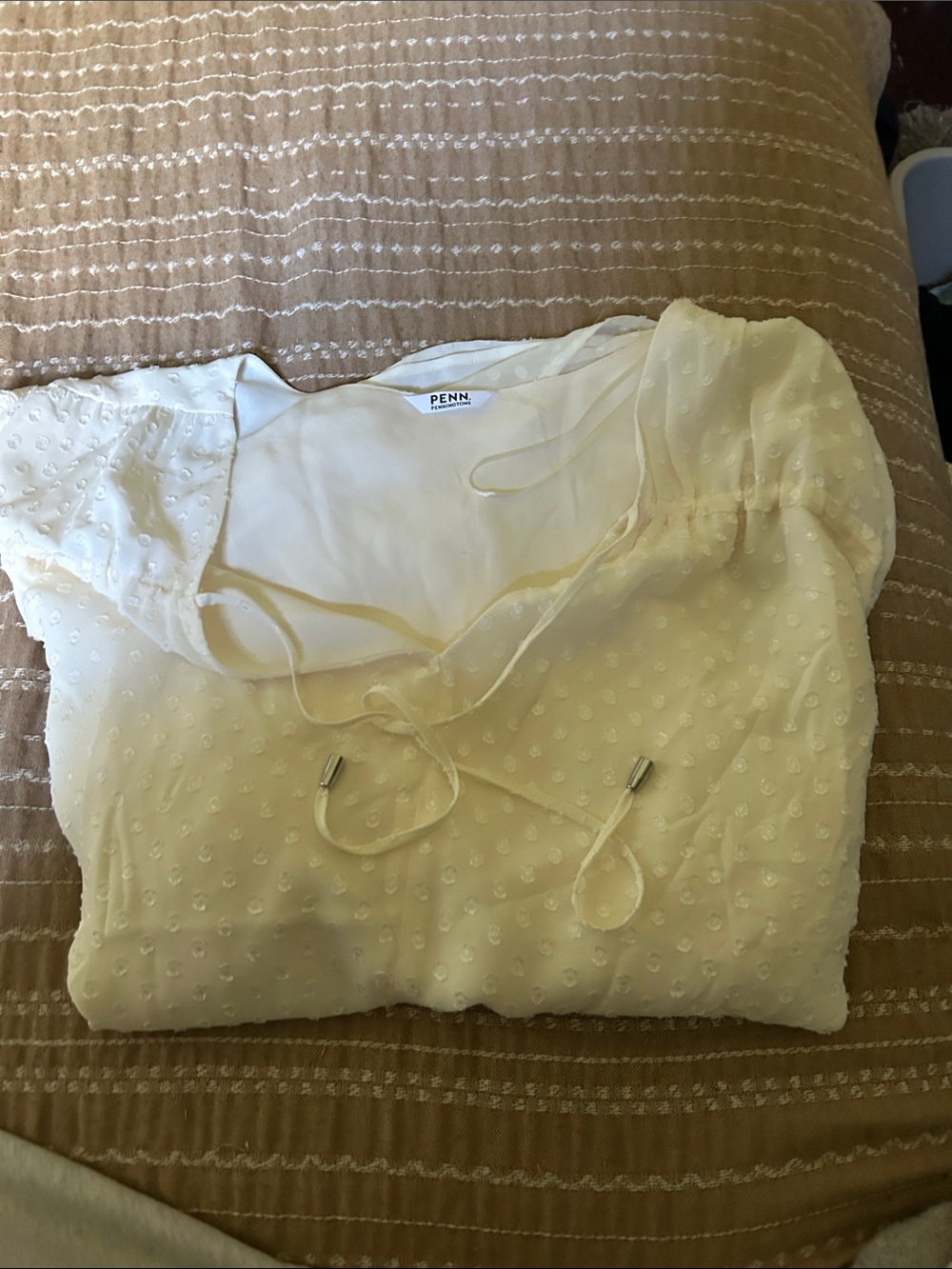 Penningtons Cream Swiss-Dot Peasant Blouse